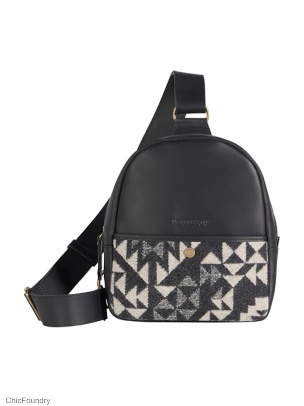 Wool & Full-Grain Leather Sling Crossbody Backpack Southwestern Pattern
